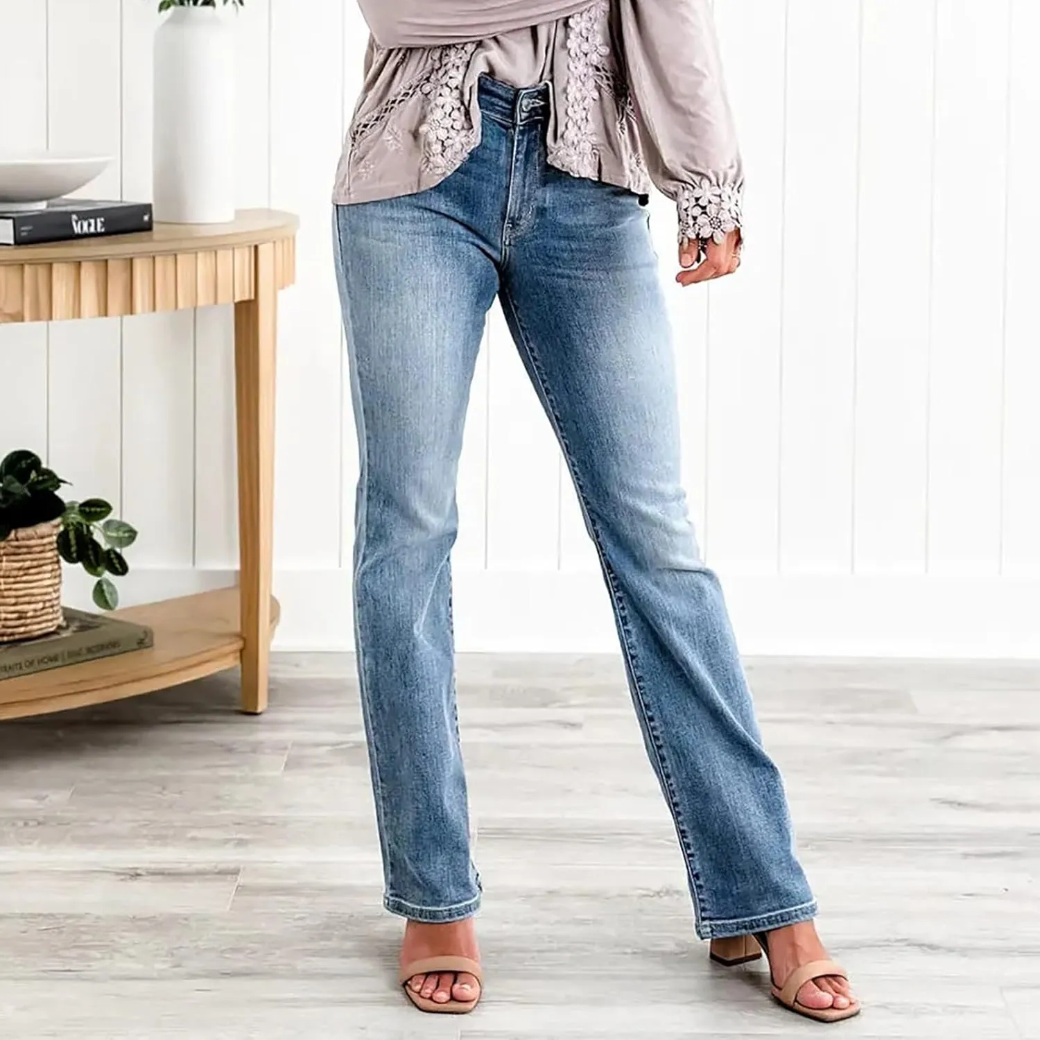 Women's Classic High Women's Baggy Barrel Jeans Casual Mid Leopard Printed Wide Leg Denim Tapered Jean Plus