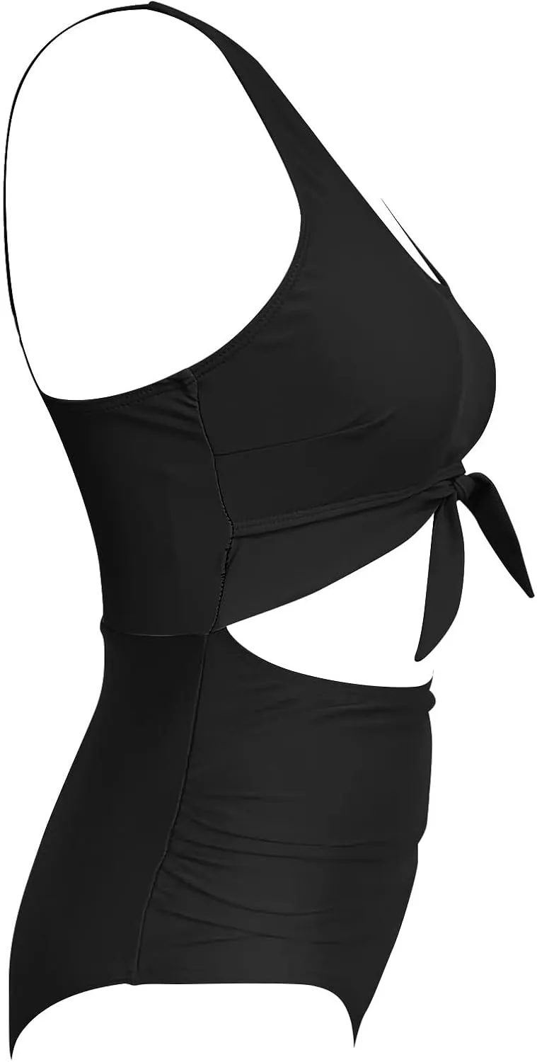 Women's Cut Out One Piece Swimsuit Tummy Control Fashion Bathing Suit Beach Vacation Tie Knot Tankini Swimwear 2025