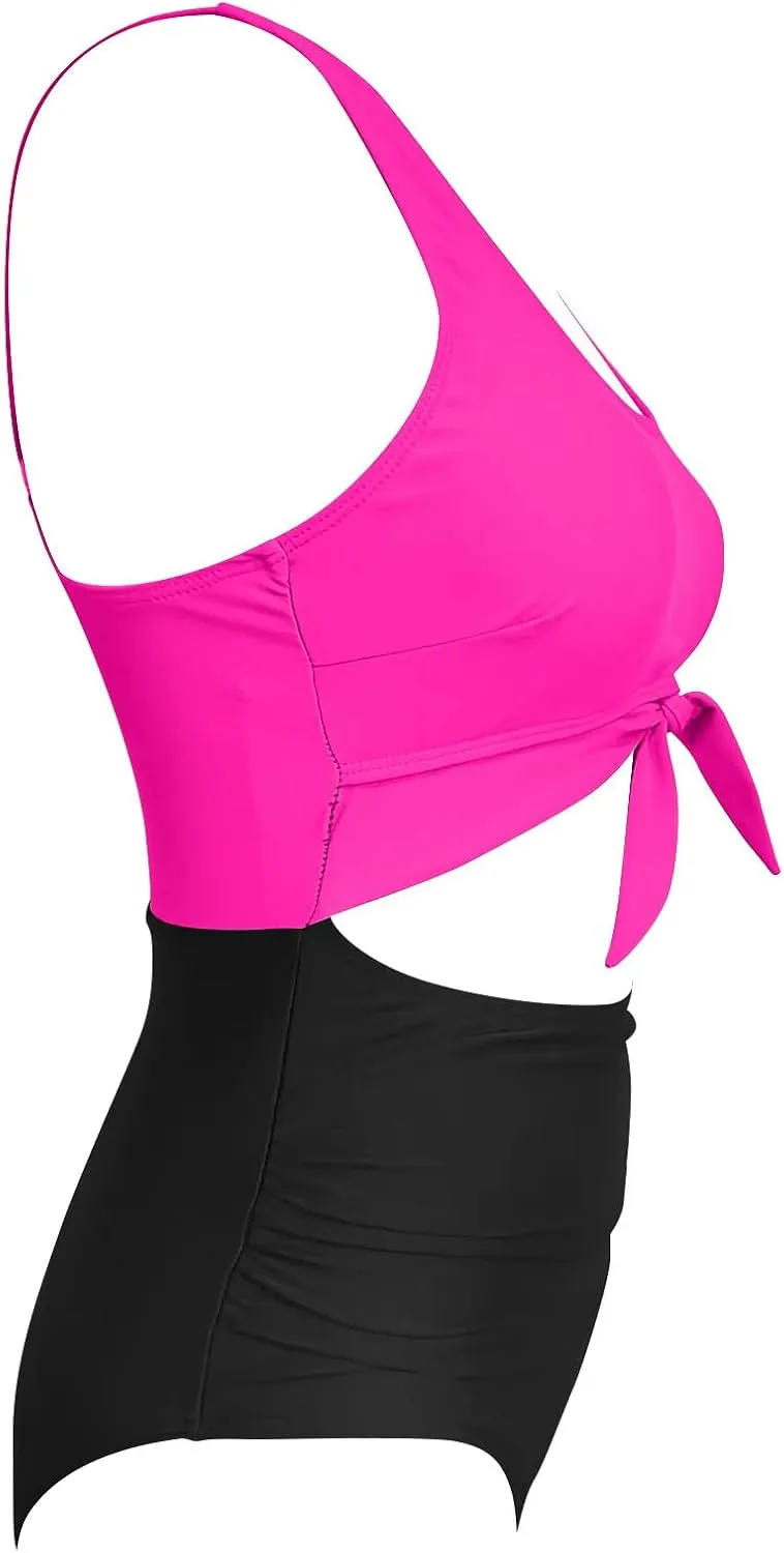 Women's Cut Out One Piece Swimsuit Tummy Control Fashion Bathing Suit Beach Vacation Tie Knot Tankini Swimwear 2025