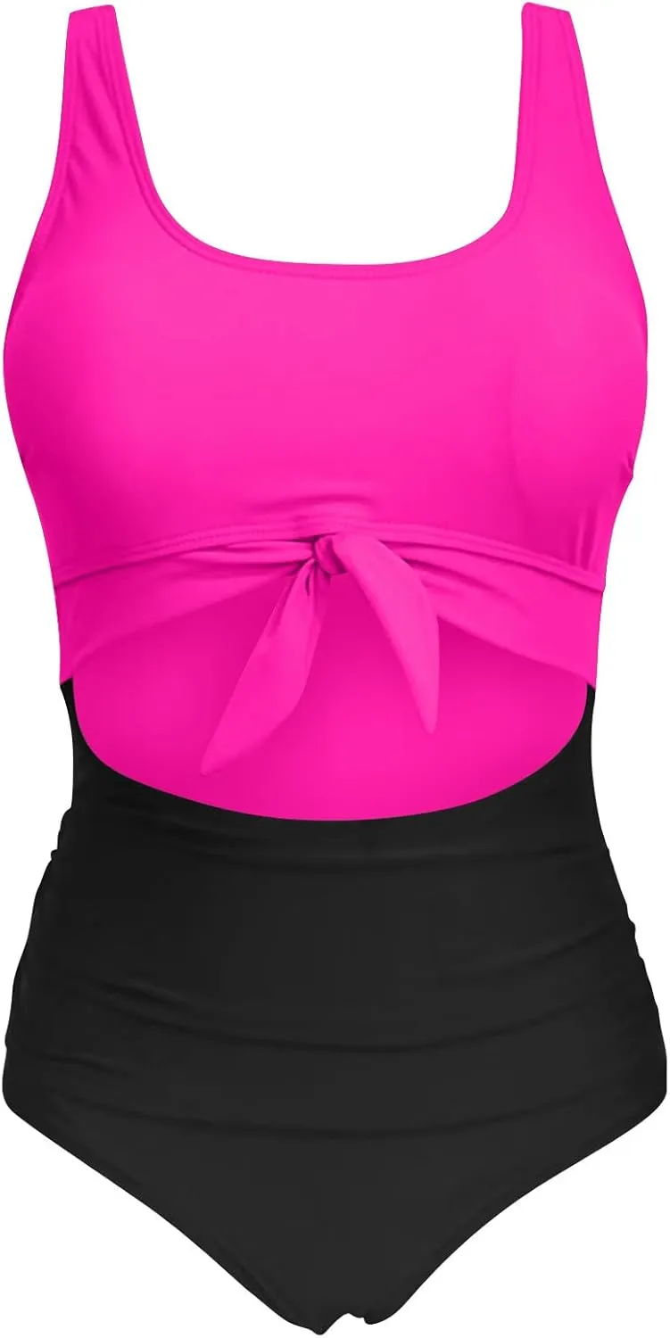 Women's Cut Out One Piece Swimsuit Tummy Control Fashion Bathing Suit Beach Vacation Tie Knot Tankini Swimwear 2025