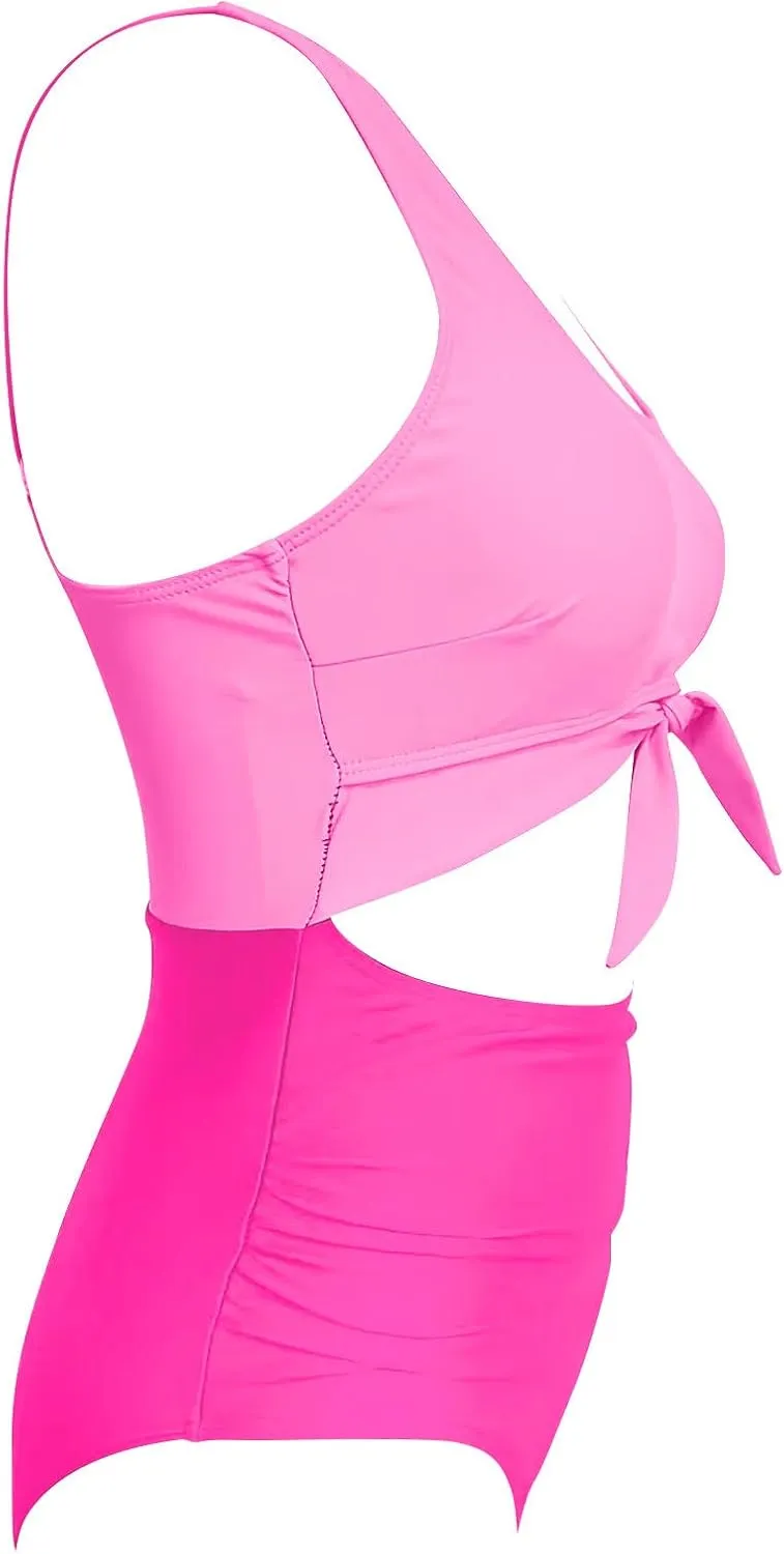 Women's Cut Out One Piece Swimsuit Tummy Control Fashion Bathing Suit Beach Vacation Tie Knot Tankini Swimwear 2025
