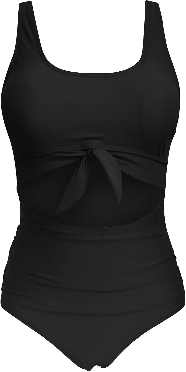 Women's Cut Out One Piece Swimsuit Tummy Control Fashion Bathing Suit Beach Vacation Tie Knot Tankini Swimwear 2025