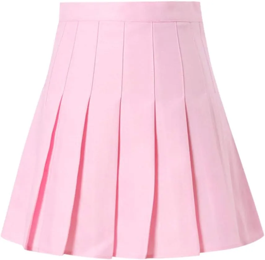 Womens Flared Skater Mini Skirts Elastic High Waist Pleated Skirt Casual Slim Tennis Skirt Trendy A Line Cute Skirt