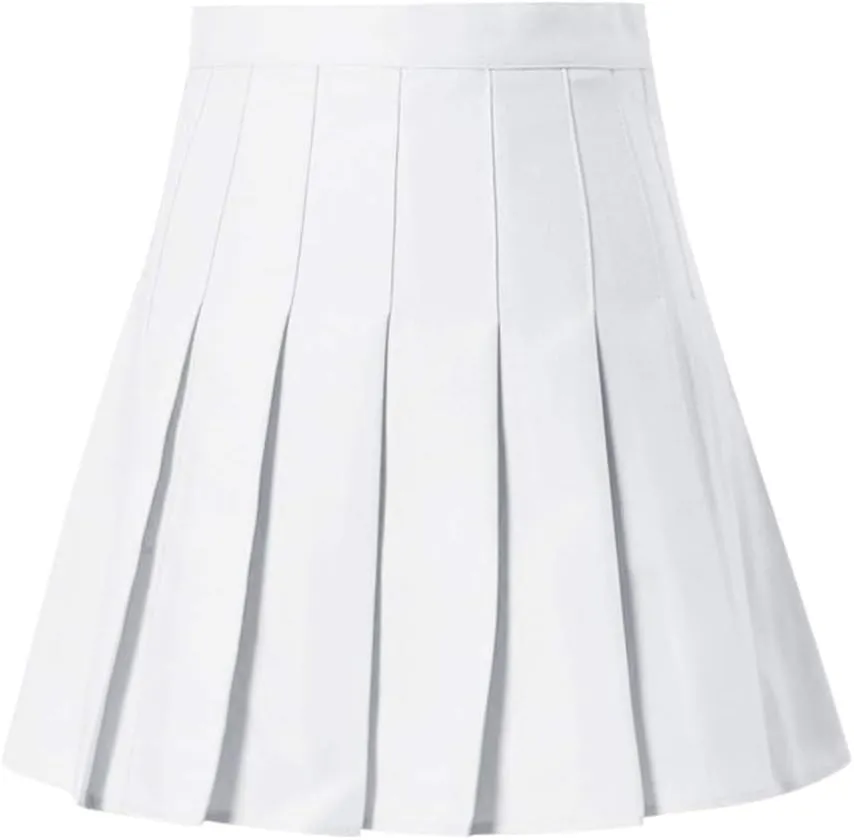 Womens Flared Skater Mini Skirts Elastic High Waist Pleated Skirt Casual Slim Tennis Skirt Trendy A Line Cute Skirt