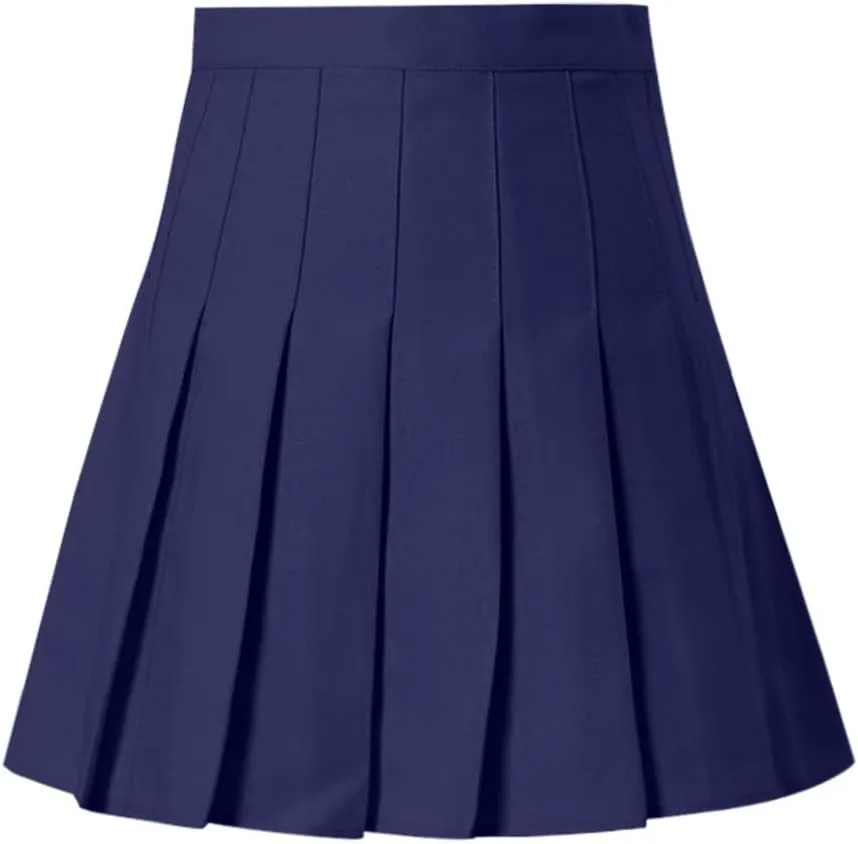 Womens Flared Skater Mini Skirts Elastic High Waist Pleated Skirt Casual Slim Tennis Skirt Trendy A Line Cute Skirt