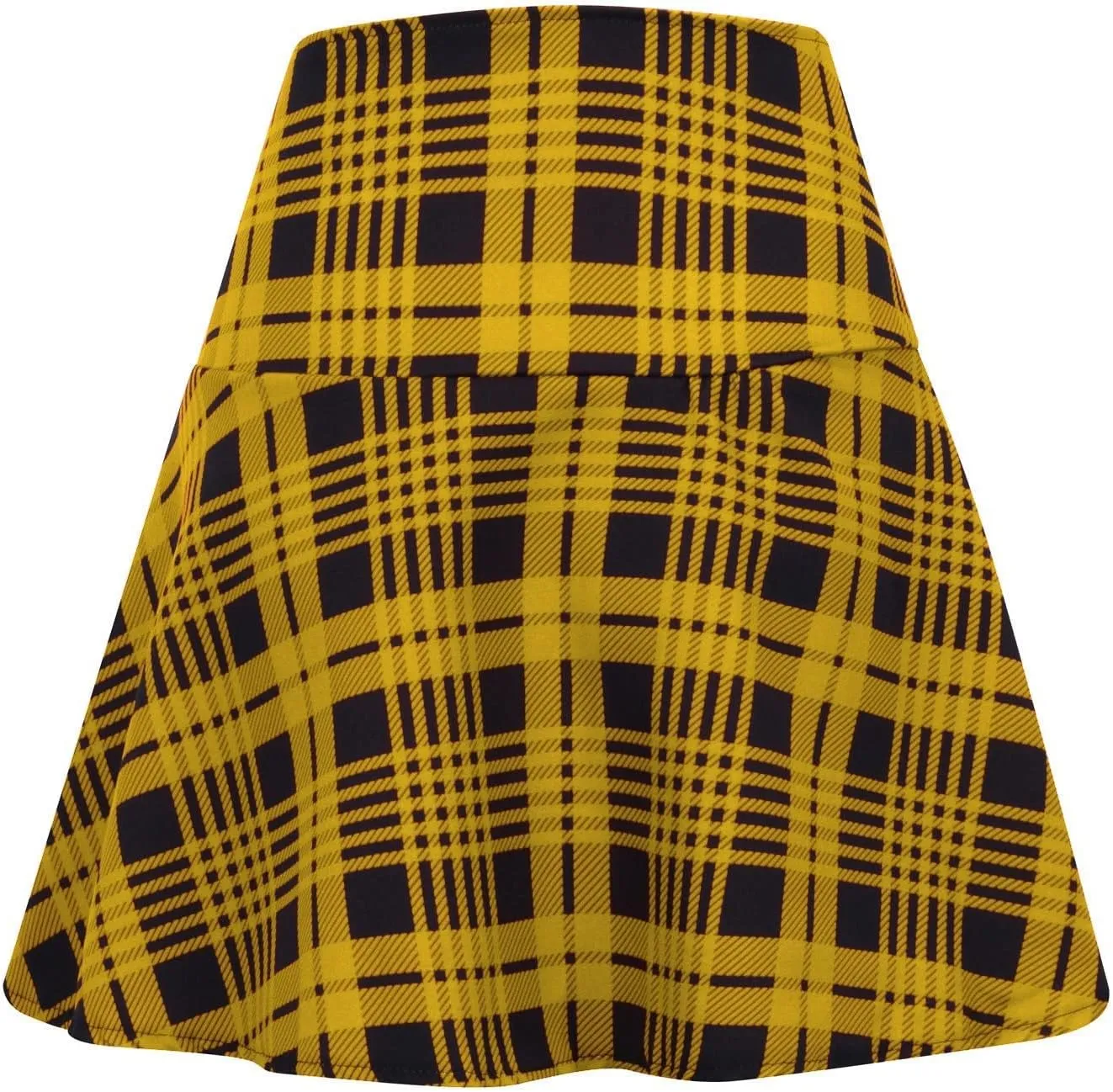 Women's Gothic Steampunk Plaid Pleated Mini Skirt High Waisted A-Line Flare Vintage Lace Up Casual Short Midi Skirt