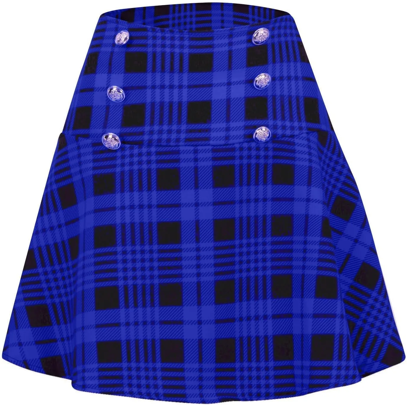 Women's Gothic Steampunk Plaid Pleated Mini Skirt High Waisted A-Line Flare Vintage Lace Up Casual Short Midi Skirt