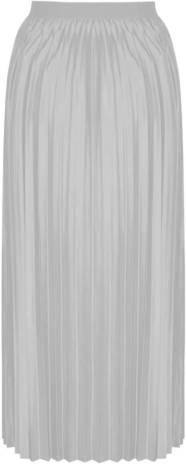 Women's High Waist Pleated Skirt Plus Size Boho A line Skirts Solid Elastic Waist Skirt Summer Casual Flowy Skirts