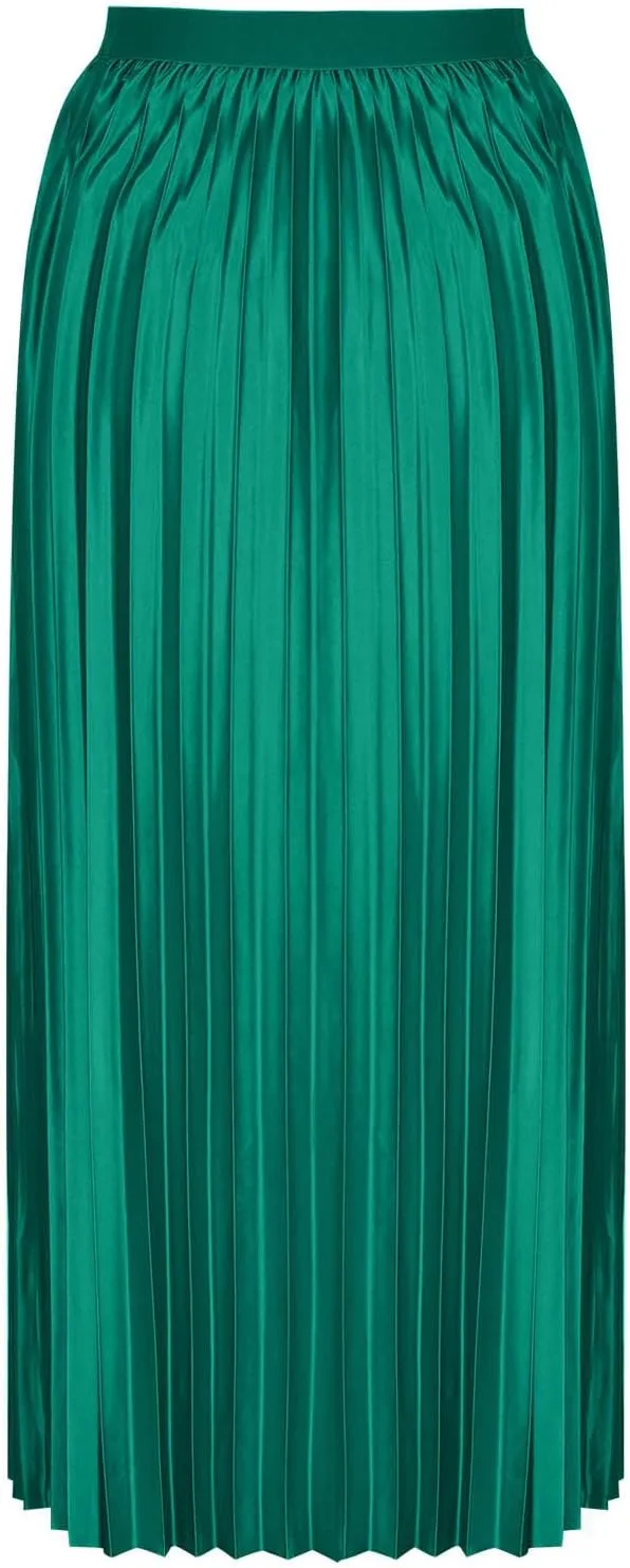 Women's High Waist Pleated Skirt Plus Size Boho A line Skirts Solid Elastic Waist Skirt Summer Casual Flowy Skirts