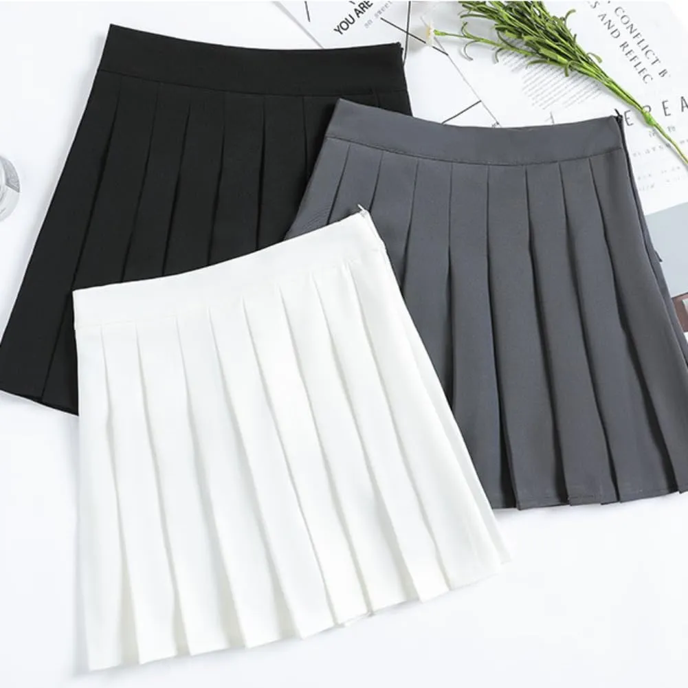 Women's High Waist Pleated Skirt Tennis Skateboard Cheerleading Team School Uniform Mini Skirts