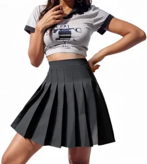 Women's High Waist Pleated Skirt Tennis Skateboard Cheerleading Team School Uniform Mini Skirts