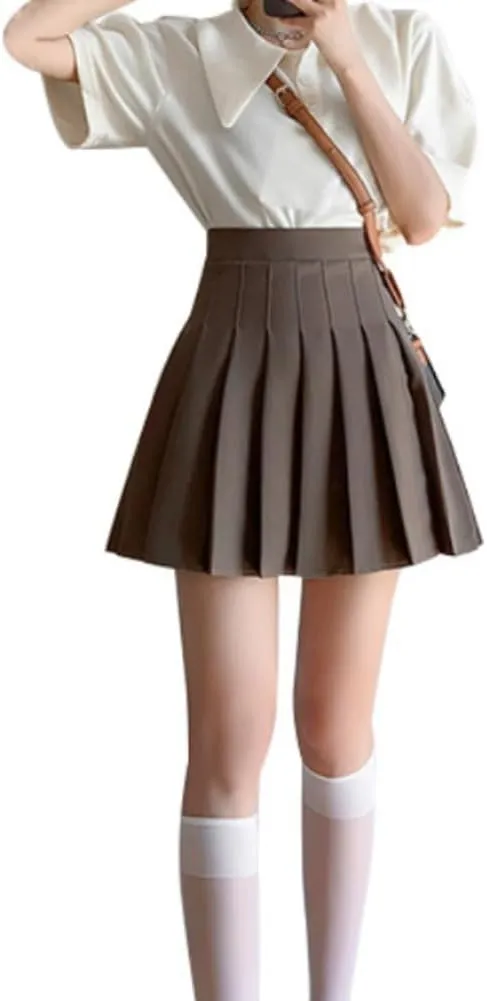 Women's High Waist Pleated Skirt Tennis Skateboard Cheerleading Team School Uniform Mini Skirts