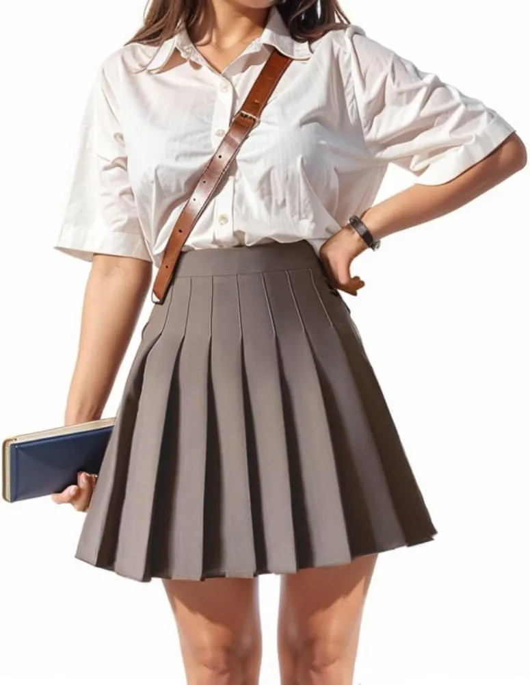 Women's High Waist Pleated Skirt Tennis Skateboard Cheerleading Team School Uniform Mini Skirts