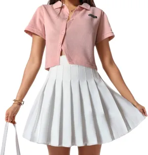 Women's High Waist Pleated Skirt Tennis Skateboard Cheerleading Team School Uniform Mini Skirts