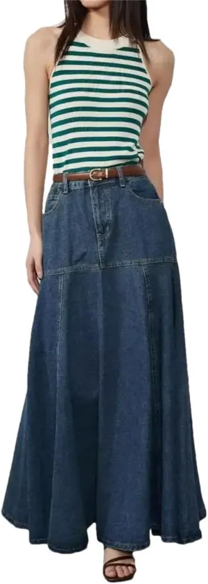 Women's High Waist Trumpet Mermaid Long Skirt Vintage Denim A Line Jean Skirts