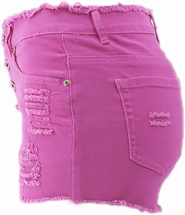 Womens Jean Shorts Casual Ripped Button High Waisted Short Jeans Trendy Dressy Pocket Raw Hem Destroyed Denim Shorts