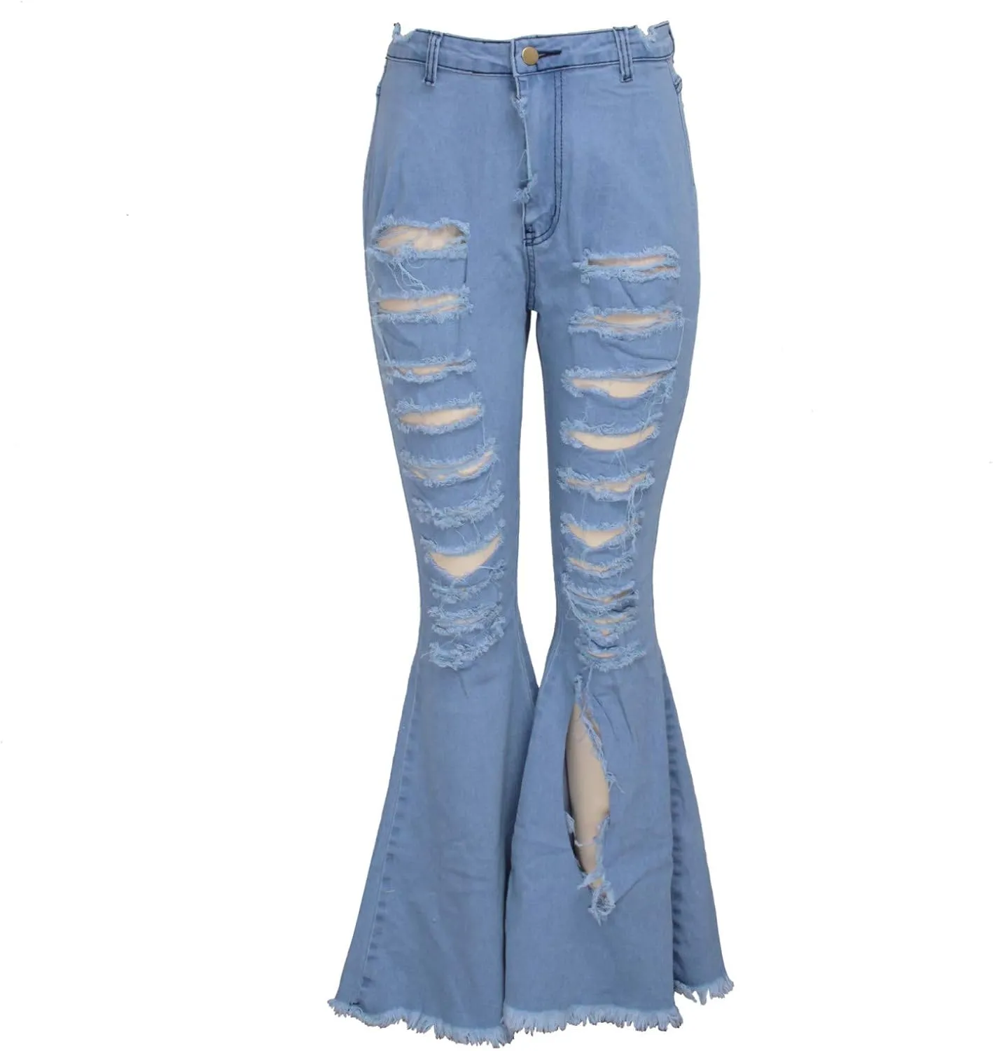 Womens Jeans High Waisted Stretchy Bell Bottom Jeans Ripped Skinny Flare Denim Pants Totally Shaping Bootcut Jeans