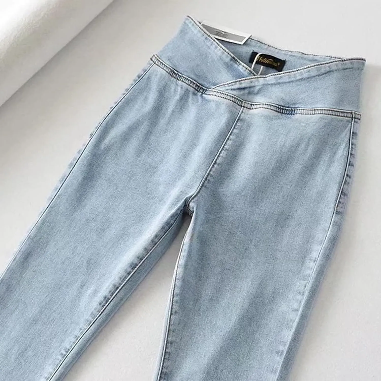 Womens Jeans Trendy 2024 Women's High Elastic High Waist Trousers Slim Fit Hip Sexy Jeans Flare Womens Jean Sweat