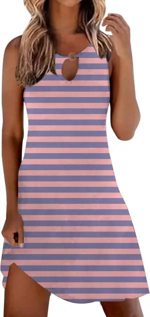 Womens Linen Summer Sleeveless Sun Dresses for Women 2025 Vacation Beach Casual Summer Sundresses Sleeveless Tank