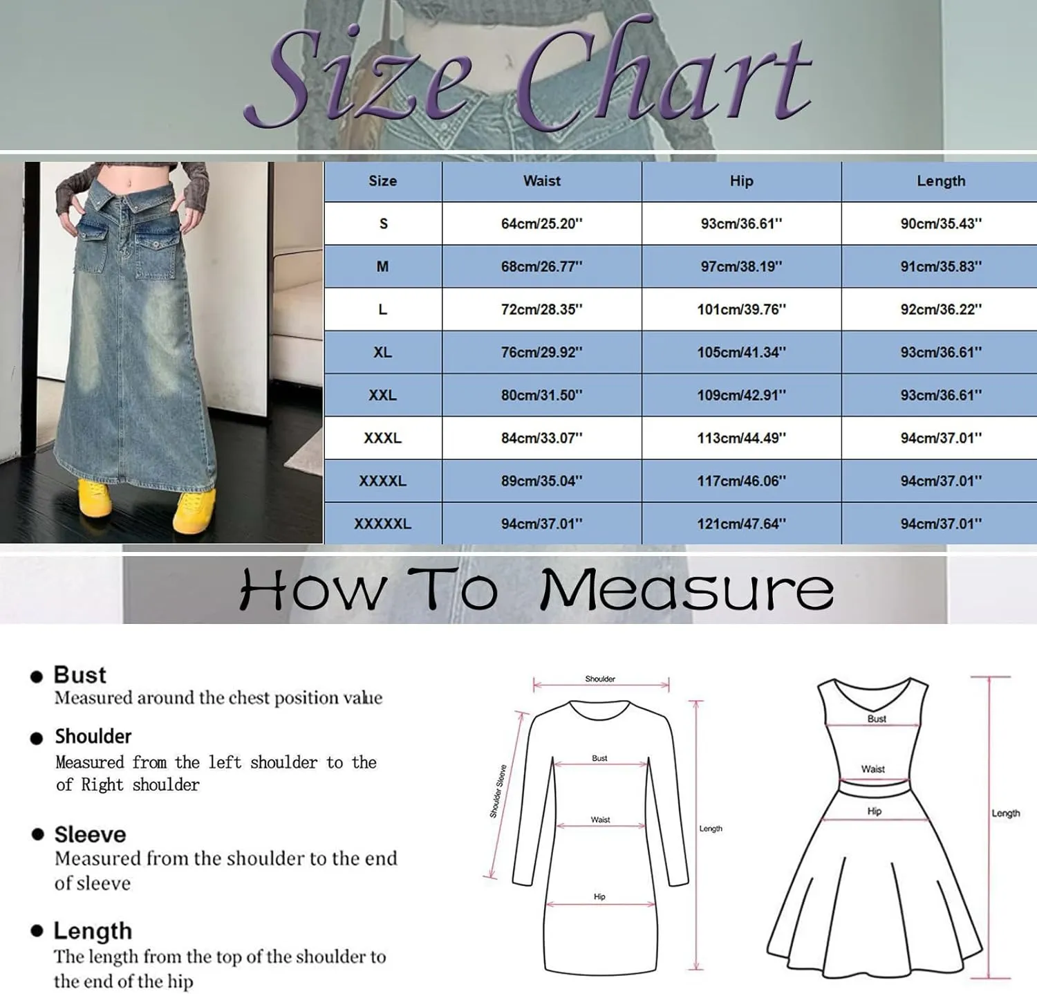 Womens Long Denim Skirt Retro A-Line Stretch Jean Skirt for Women High Waisted Casual Denim Maxi Skirt with Pockets