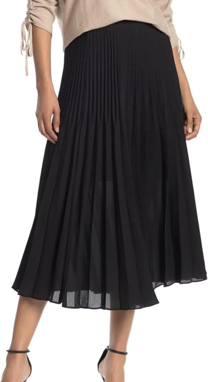 Women's Midi Skirt Elastic High Waist Pleated Skirt Knee Length Swing A-Line Casual Flowy Skirts 2025