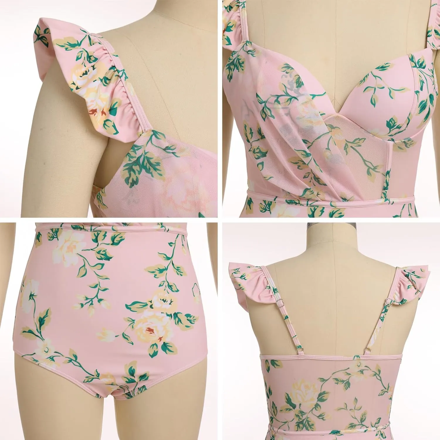 Women's One Piece Swimsuit with Beach Cover up Wrap Skirt Floral Tummy Control Summer Beachwear Bathing Suit