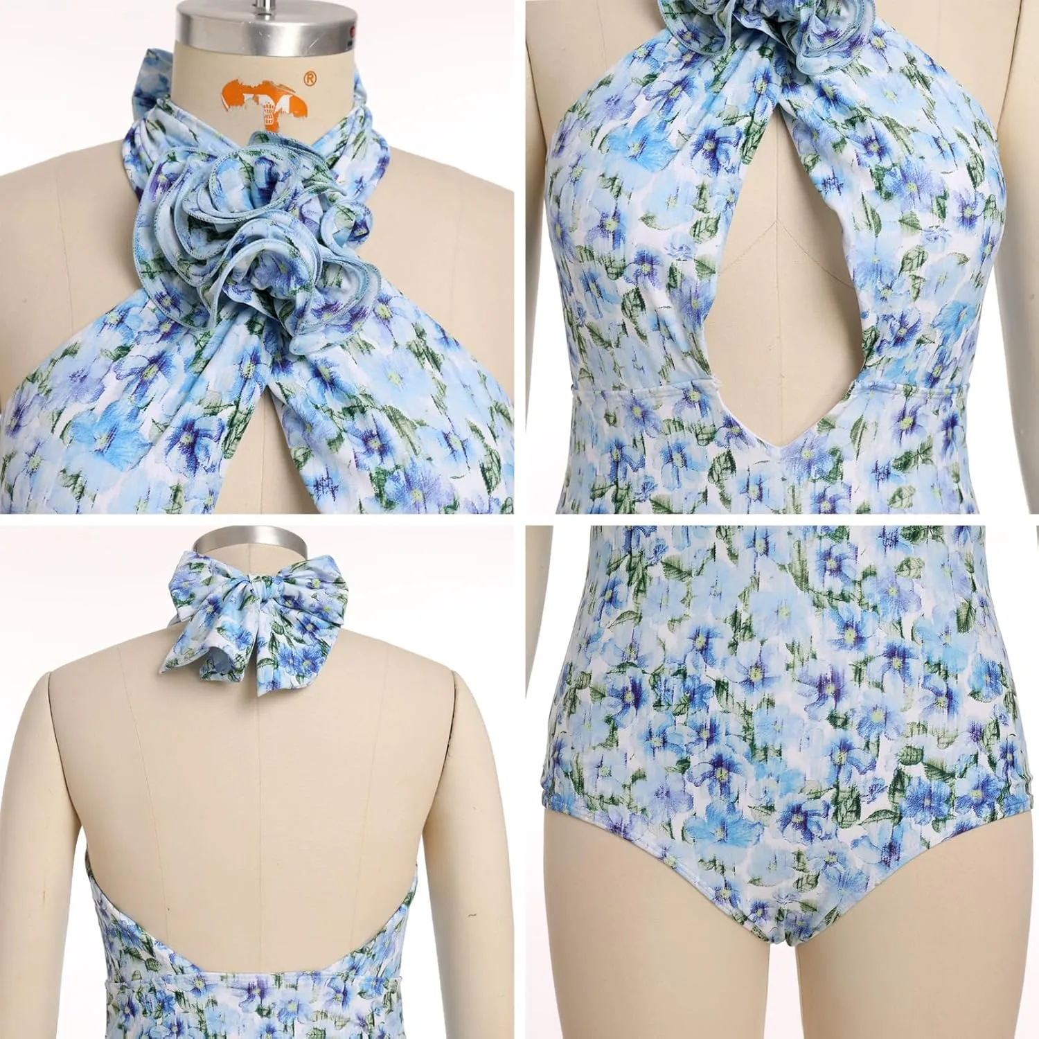 Women's One Piece Swimsuit with Beach Cover up Wrap Skirt Floral Tummy Control Summer Beachwear Bathing Suit