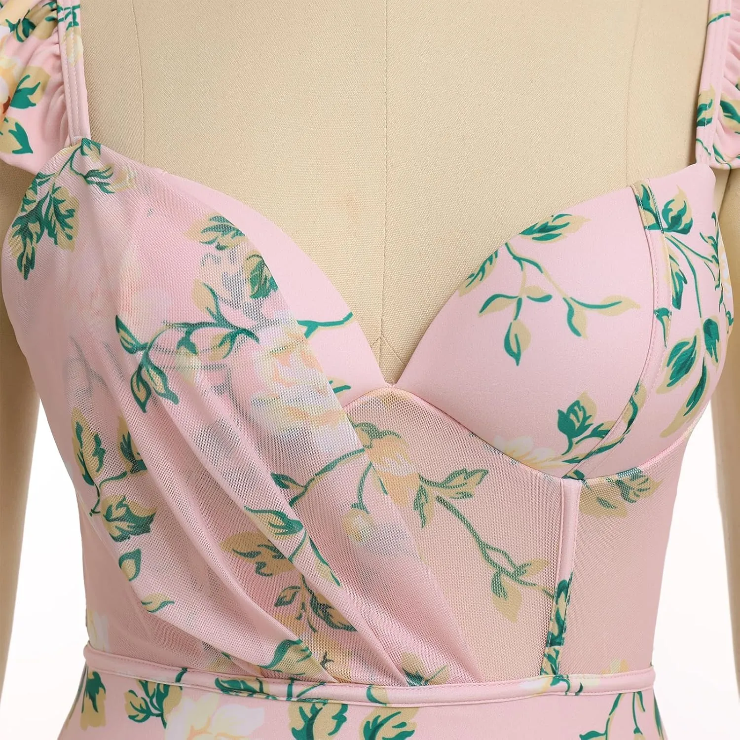 Women's One Piece Swimsuit with Beach Cover up Wrap Skirt Floral Tummy Control Summer Beachwear Bathing Suit