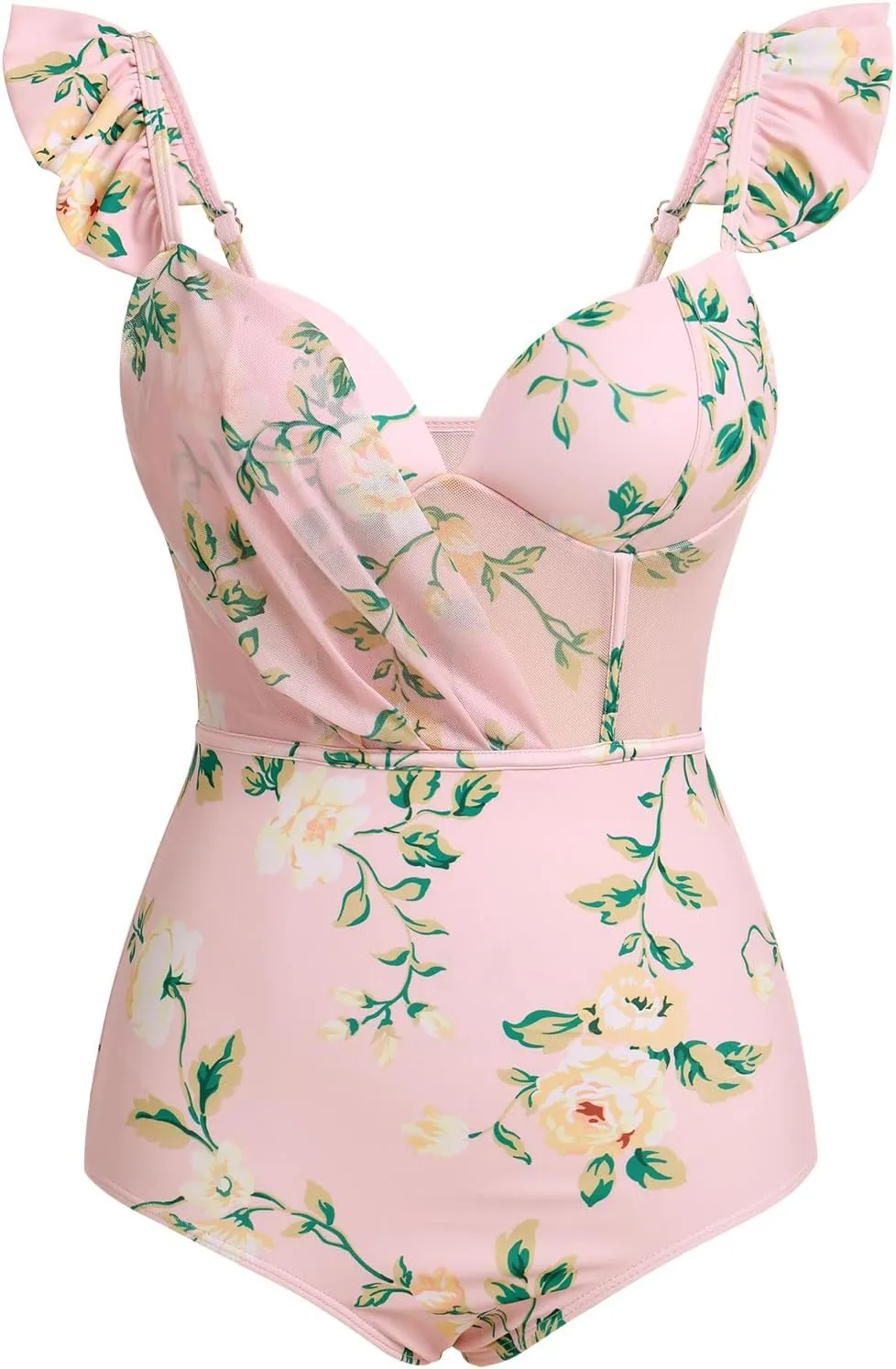 Women's One Piece Swimsuit with Beach Cover up Wrap Skirt Floral Tummy Control Summer Beachwear Bathing Suit