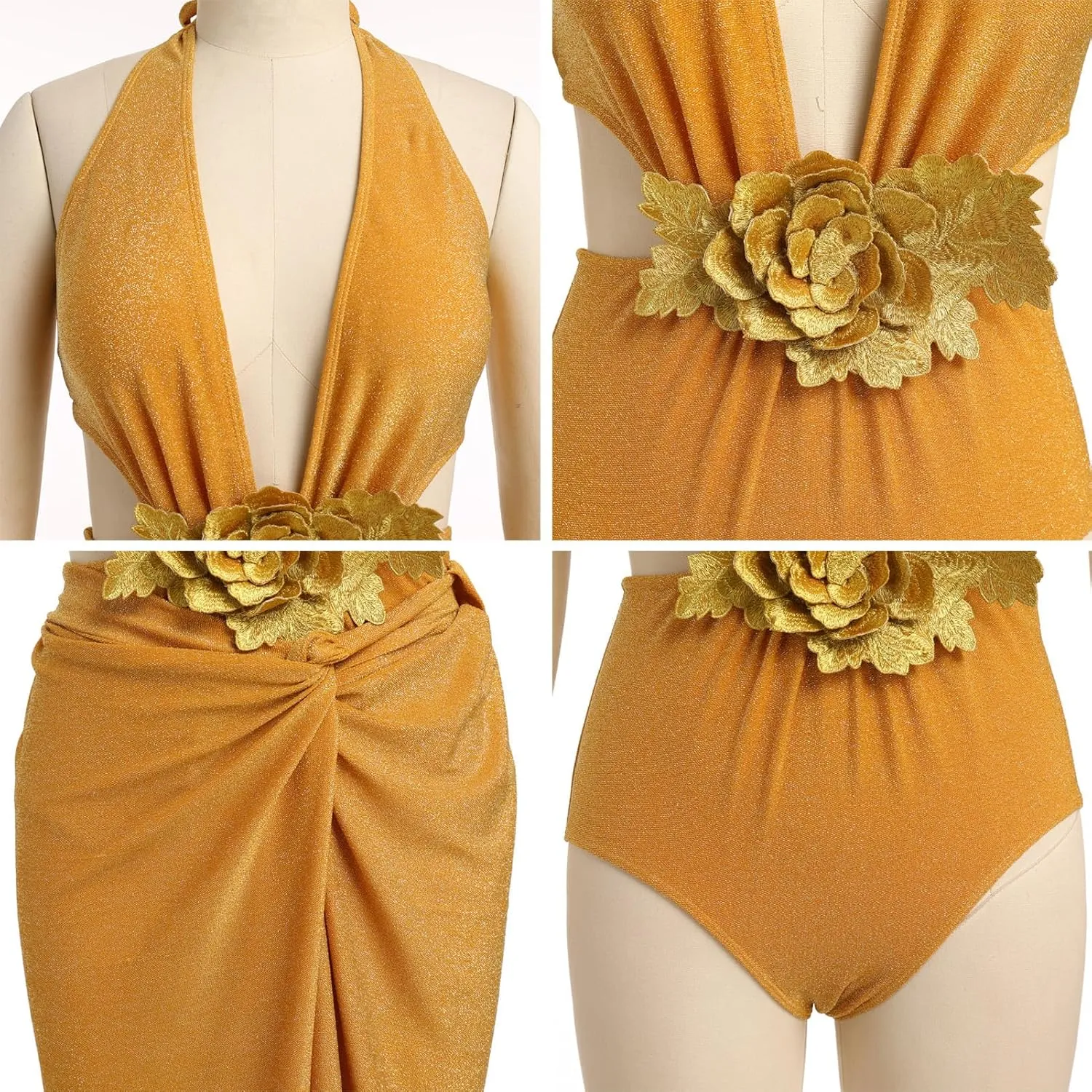 Women's One Piece Swimsuit with Beach Cover up Wrap Skirt Floral Tummy Control Summer Beachwear Bathing Suit