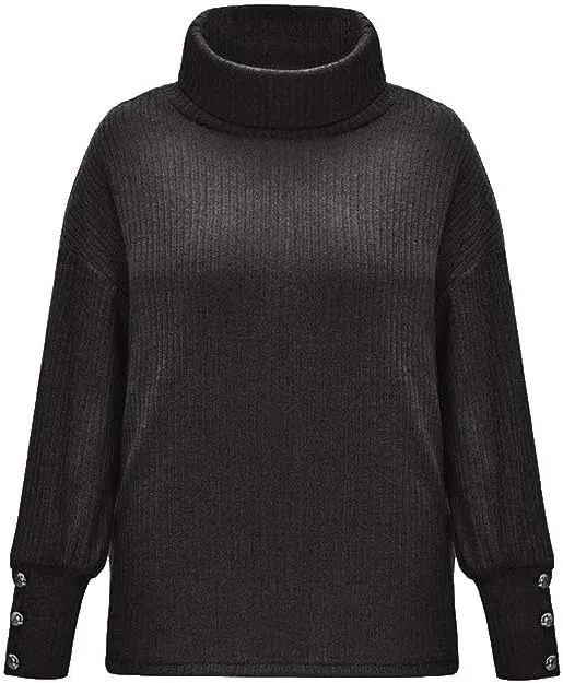Womens Oversized Baggy Turtleneck Sweater Winter Warm Trendy Solid Color Jumpers Work Business Casual Ribbed Knit Top