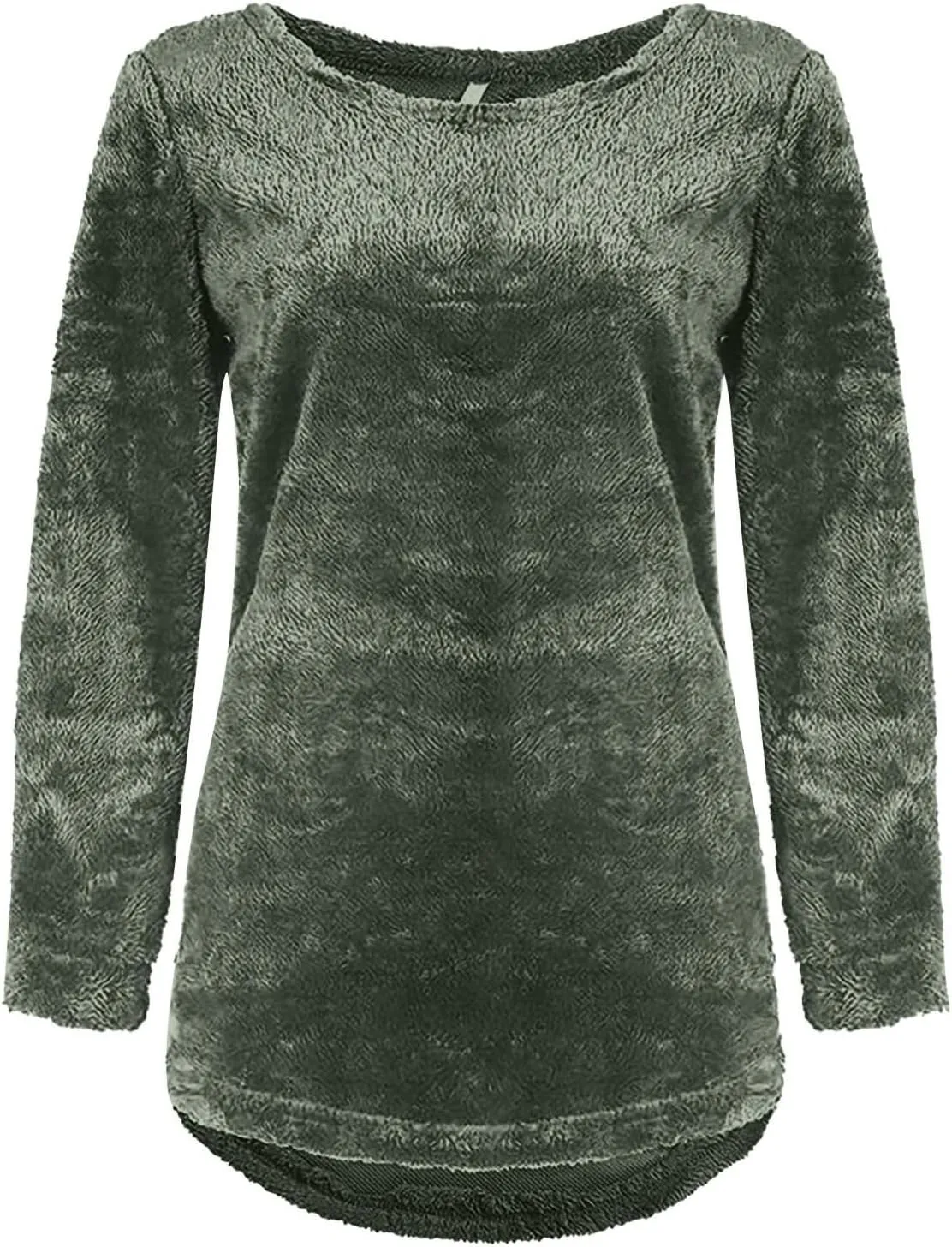 Womens Oversized Fuzzy Sweaters Casual Crewneck Long Sleeve Fleece Pullover Tops Trendy Loose Sherpa Fleece Sweaters