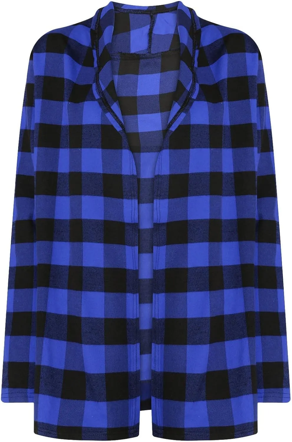 Womens Oversized Plaid Cardigan Jacket Lightweight Trendy Open Front Mid-Length Outerwears Work Business Casual Coats