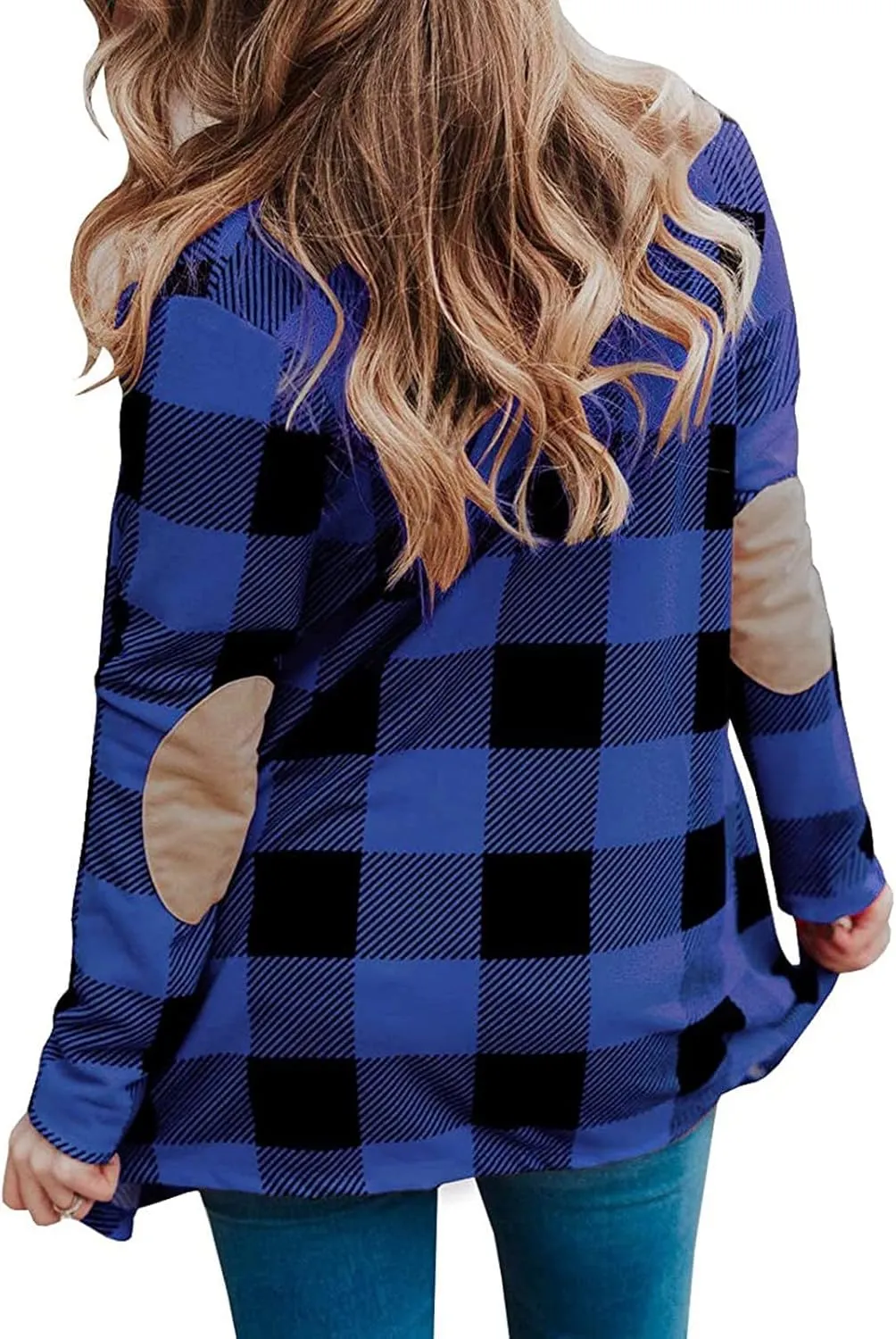 Womens Oversized Plaid Cardigan Jacket Lightweight Trendy Open Front Mid-Length Outerwears Work Business Casual Coats