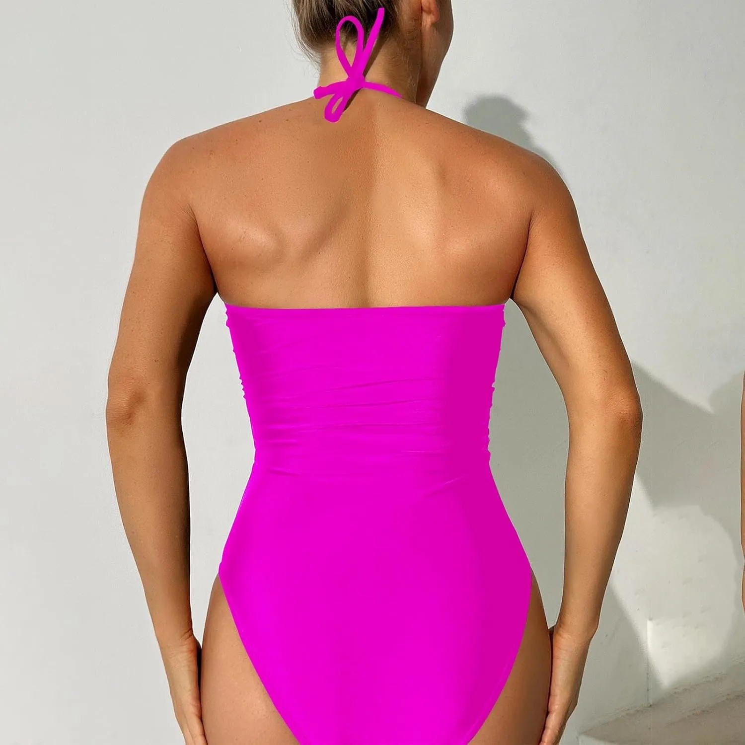Women's Sexy Cutout Swimsuit One Piece Tummy Control Bathing Suit Backless High Cut Swimwear Summer Beach Monokini