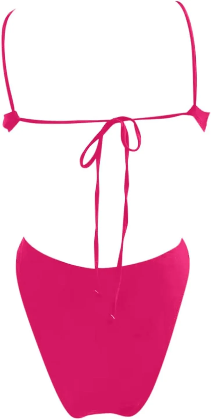 Women's Sexy One Piece Swimsuit Criss Cross Halter Bathing Suit Plunge Neck Cut Out Backless Thong Swimwear