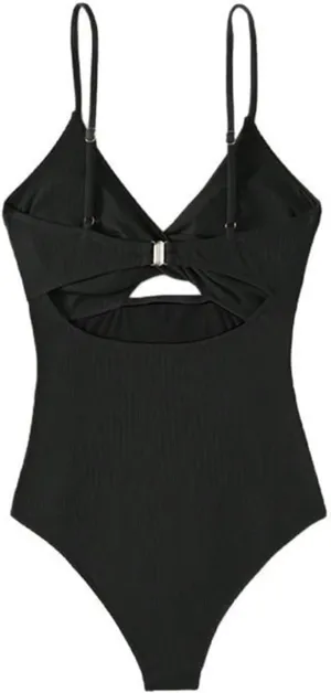 Womens Sexy One Piece Swimsuit Cut Out Spaghetti Strap Keyhole Bathing Suit Slimming Tummy Control Backless Swimwear