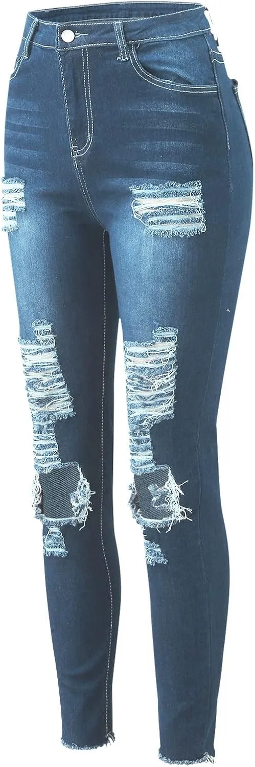 Womens Skinny Jeans Stretchy Mid Rise Jean Pants Curvy Cowboy Pants Vintage Club Outfits with Pockets