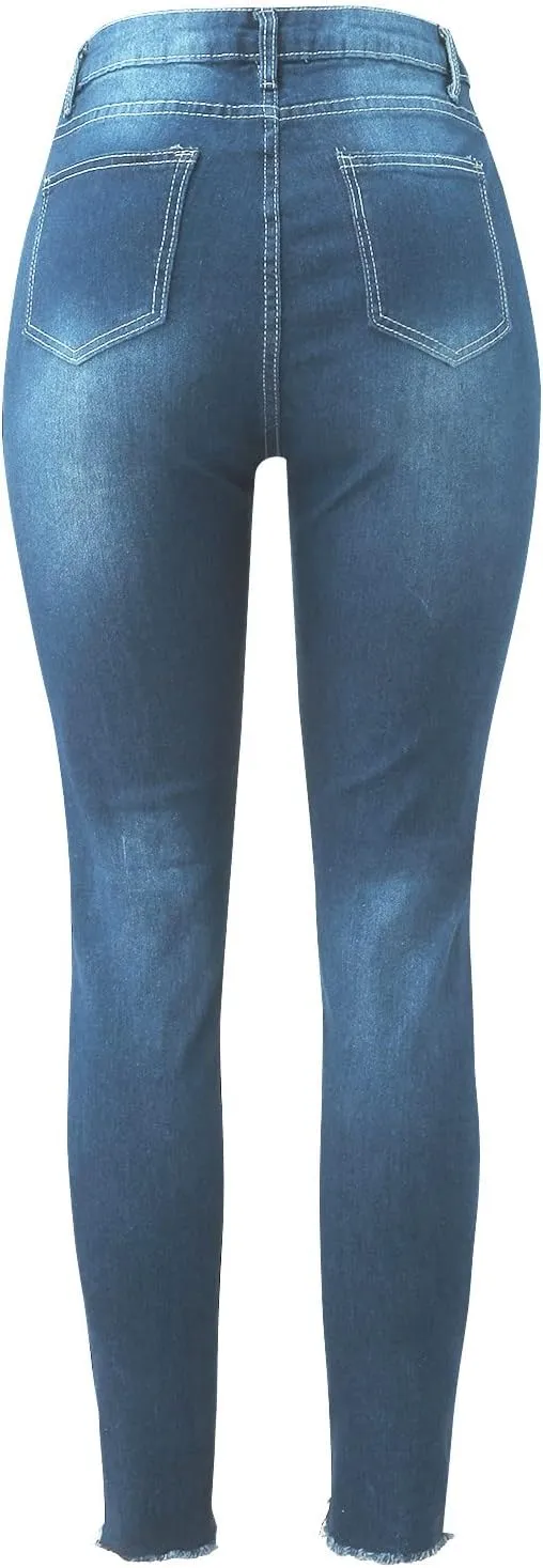 Womens Skinny Jeans Stretchy Mid Rise Jean Pants Curvy Cowboy Pants Vintage Club Outfits with Pockets