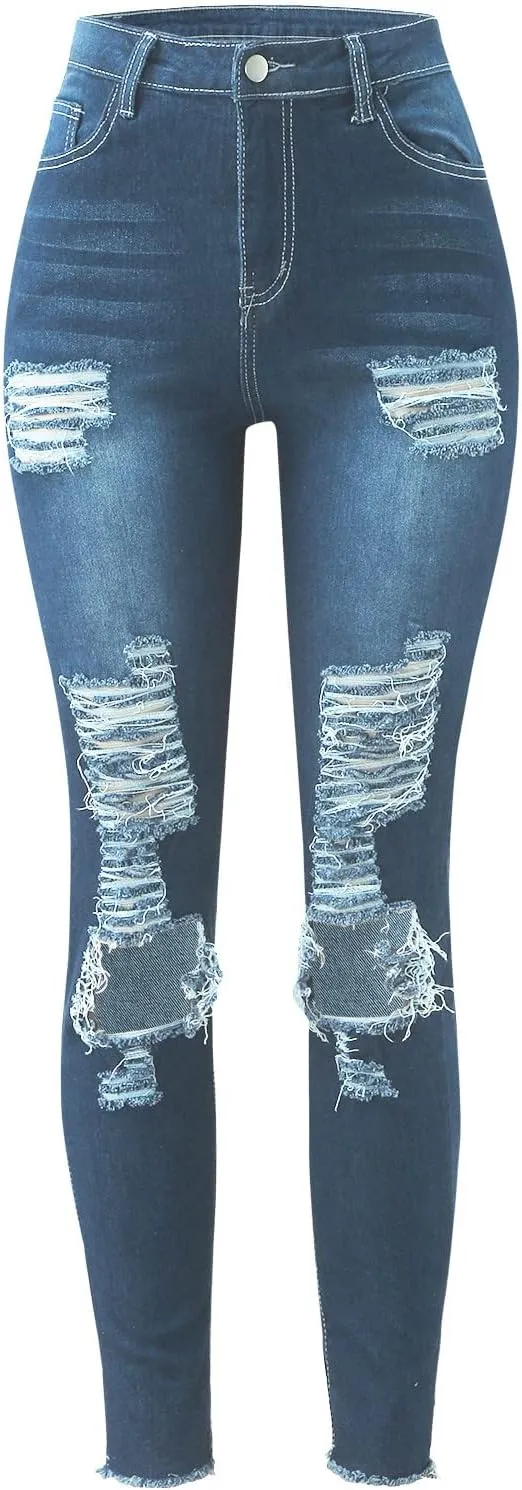 Womens Skinny Jeans Stretchy Mid Rise Jean Pants Curvy Cowboy Pants Vintage Club Outfits with Pockets