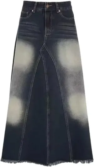 Women's Solid Vintage Trumpet Mermaid Skirt Loose High Waist A-Line Maxi Fishtail Skirts
