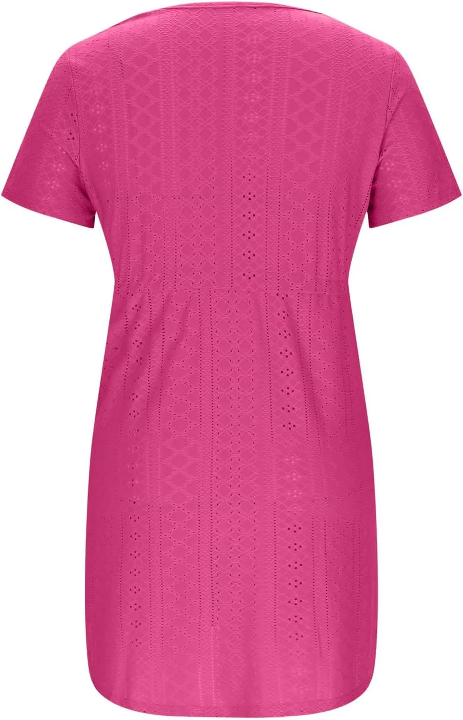 Womens Summer Eyelet Dresses Short Sleeve V Neck Drawstring Waist Dress Casual Swing Mini Dress A Line Wrap Sundress