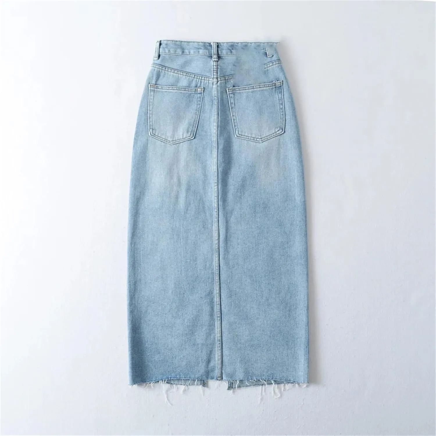 Women's Summer Side Slits Long Denim Skirts Casual High Waisted Black Straight Maxi Jean Skirt