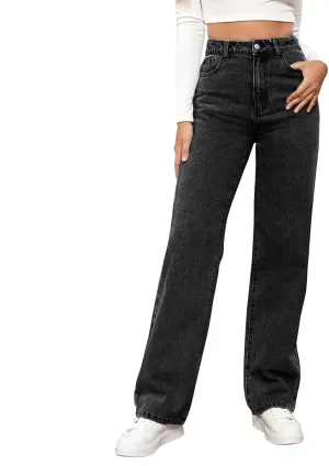 Womens Sweatpants Jeans High Waited Baggy Wide Leg Stretchy Jeans Boyfriend Y2K Loose Fit Denim Pants with Pocket