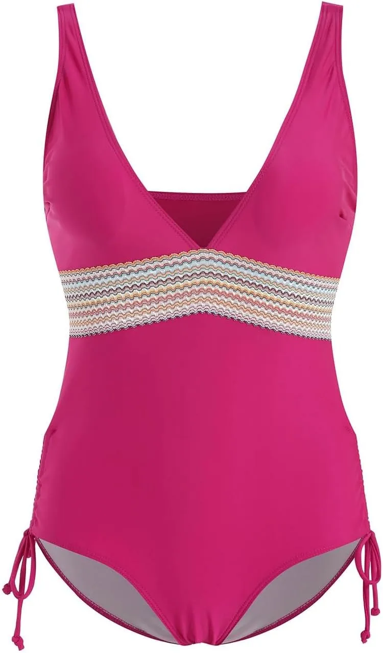 Womens Swimsuits Bathing Suit Swim Slimming Color Block Drawstring Swimwear Bikini Woman
