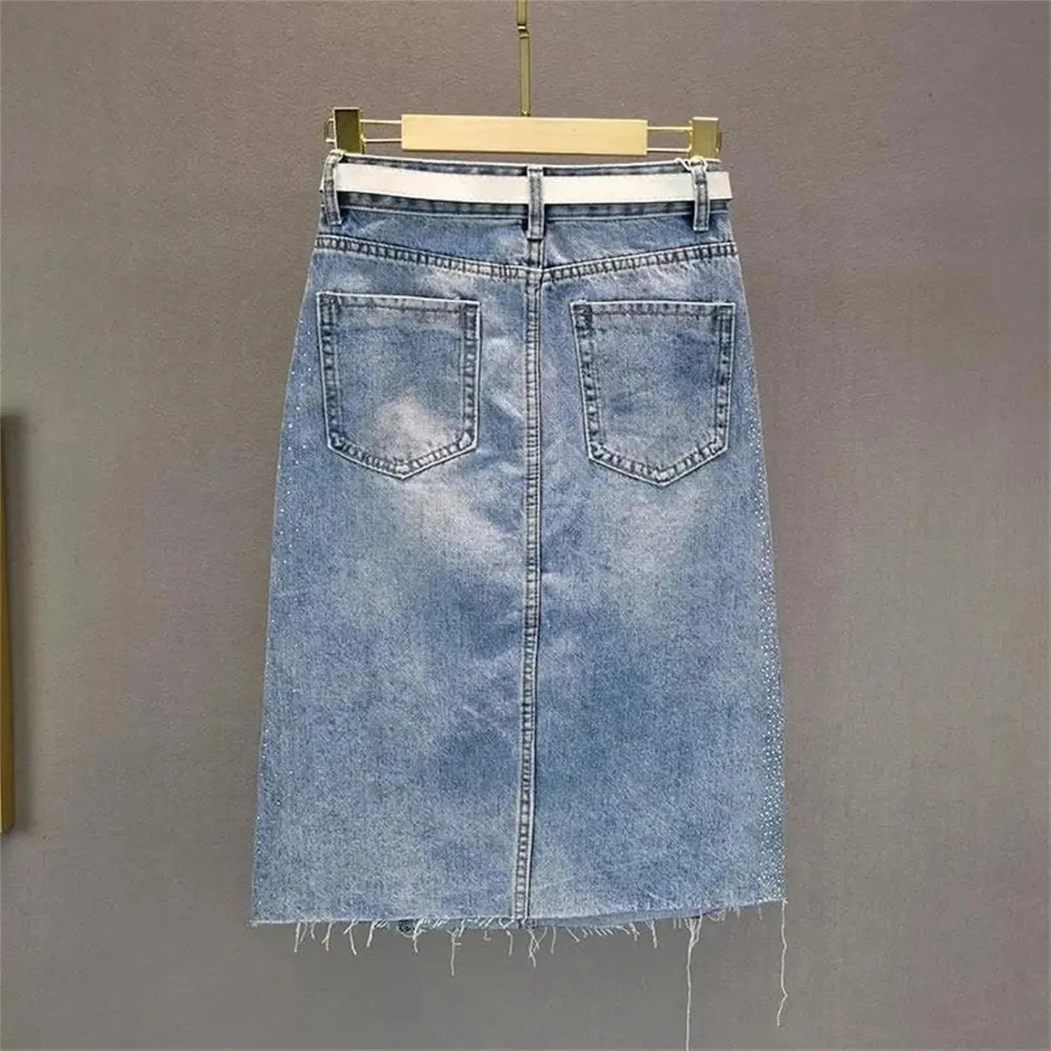 Women's Vintage High Waist Split Casual Denim Skirt Fashion Slim Wrap Hip Maxi Long Jeans Skirt