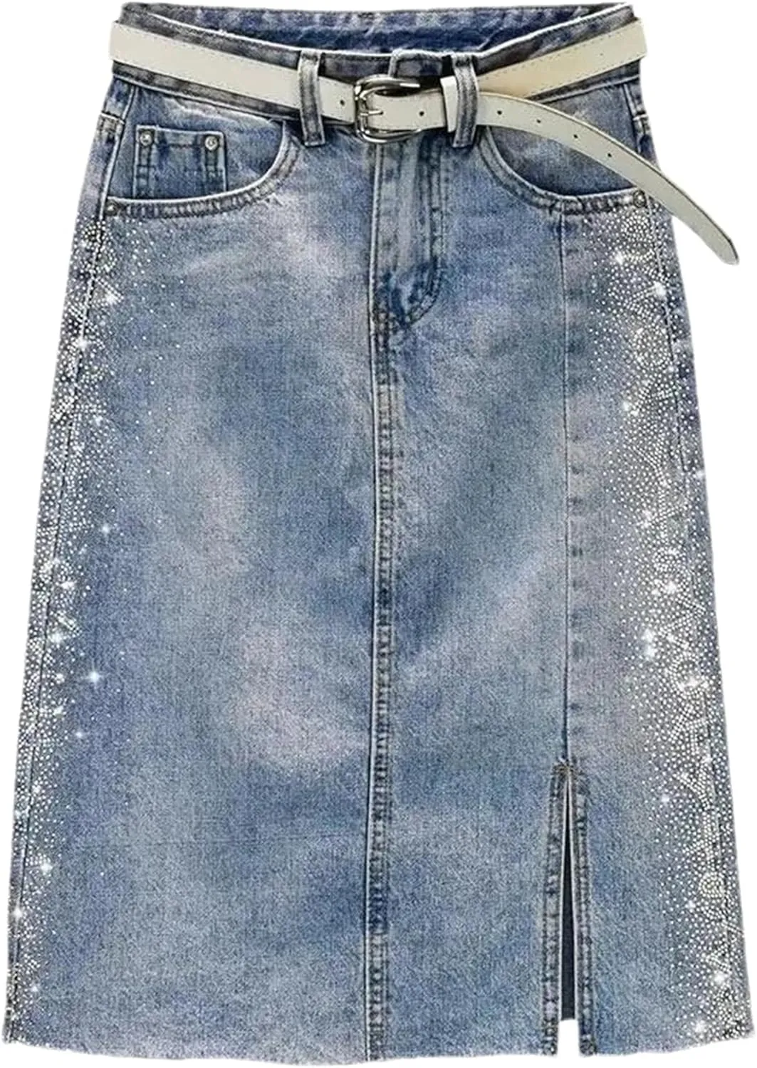 Women's Vintage High Waist Split Casual Denim Skirt Fashion Slim Wrap Hip Maxi Long Jeans Skirt
