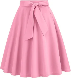 Women's Vintage Plus Size Party Swing Skirts A Line Stretch Flared Midi Skirt Elegant Elastic High Waist Dress