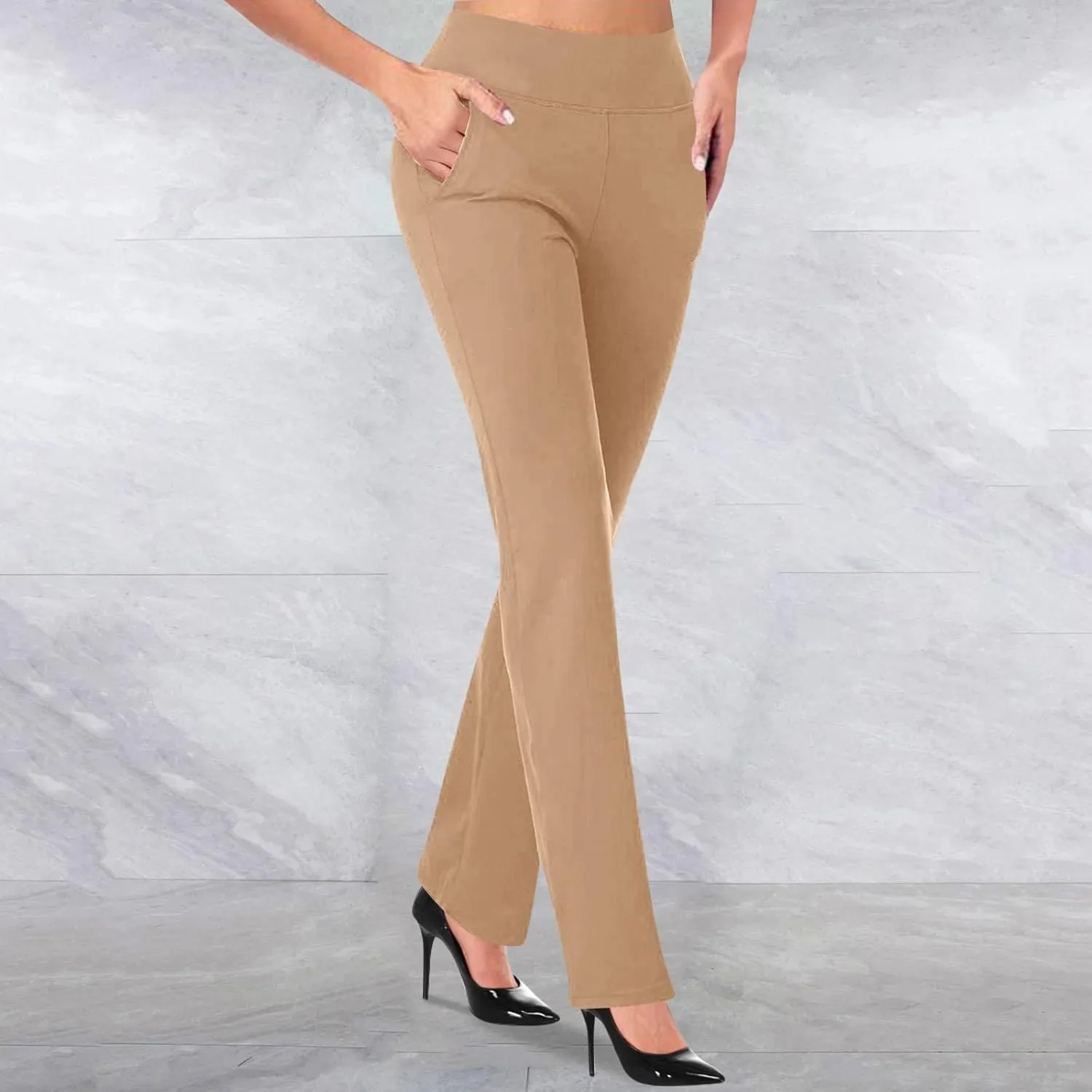 Work Pants Women High Waist Dress Pant 2025 Business Casual Outfits 4 Way Stretch Bootleg Yoga Pants Workout Slacks