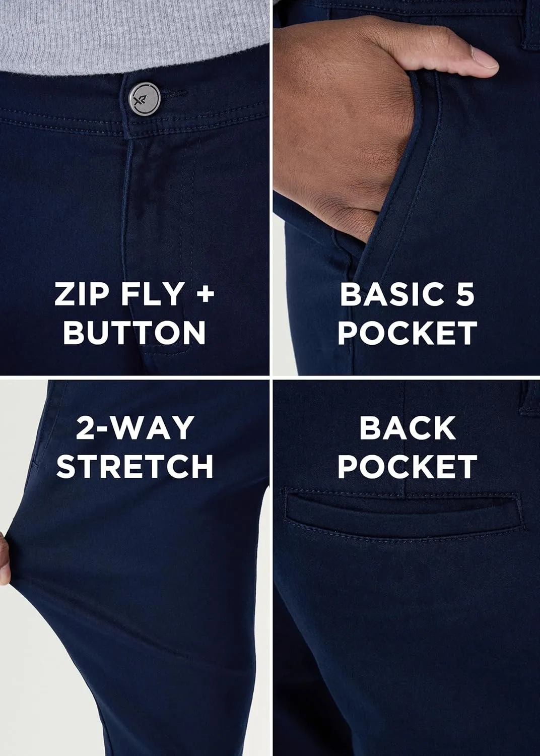 X RAY Jeans Men's Stretch Pants, Slim Fit Flexible Commuter Colored Denim Jeans, Casual Pants for Men